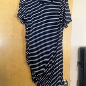 Time and Tru Navy and White Striped Dress